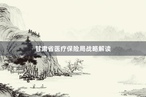 甘肃省医疗保险局战略解读