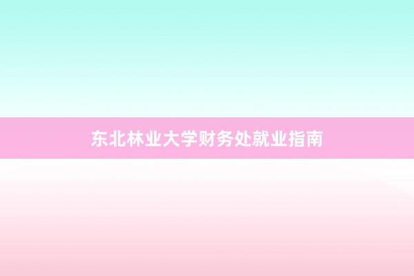 东北林业大学财务处就业指南